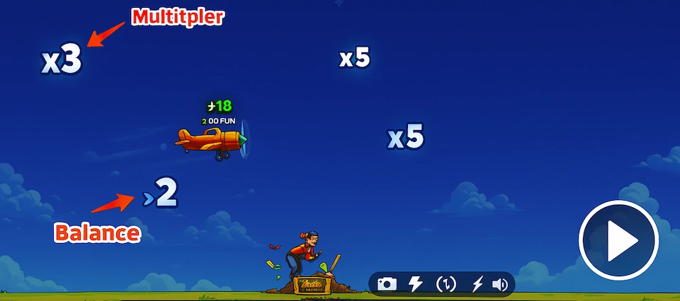 Spelmechanica van Avia Master met vermenigvuldigers, snelheid en besturing voor opwindende actie.